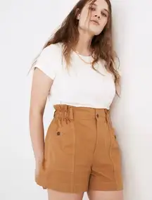 Madewell  High Rise Paperbag Utility Shorts Snap Pockets in Toffee Size Medium