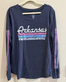 State of Mine Arkansas Long Sleeve T-Shirt XL‎ Blue Pink Striped Top