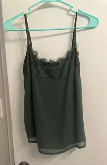 Dark Green Lace Tank Top