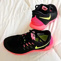 Nike  Free 5.0 Black Pink Volt Training Running Shoes Women's