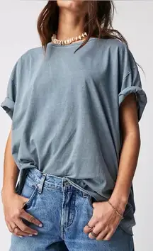 NWOT Free People We the Free Nina Tee - blue mirage gray - Medium