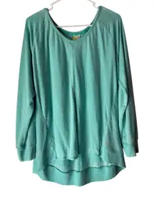 Green Tea Spearmint Long Sleeve Pullover Top XXL High Low Hem Sweater‎