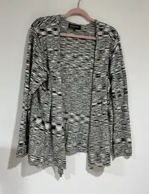 Woman’s Jones Ny Signature Woman 2x Black Beige Cardigan Sweater Open Front