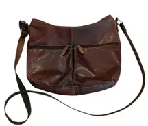 Jack Georges Voyager Uptown Hand Stained Leather Hobo Bag Adjustable Strap. EUC
