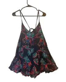 Roxy Floral Print Romper Sleeveless Tie Back Casual Summer Outfit XS