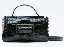 NEW ZARA ANIMAL PRINT BUCKLE CROSSBODY BAG 4.4 x 8.5 x 2.7 inches‎