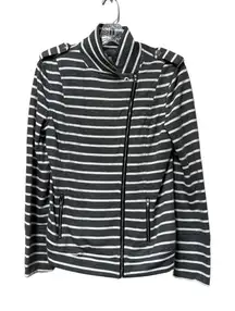 Market & Spruce Striped Moto Jacket NWT Medium Gray White Stitch Fix
