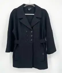 Sandro 100%‎ Wool Double Breasted Bell Sleeve Pea Coat Size XL