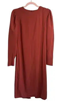 Alohas Exclesa Burnt Orange Rust Modest Long Sleeve Midi Dress