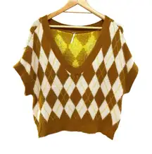 Free People Through The Motions Vest Sweater Women‎ Size S Tiger Eye Combo Y2K