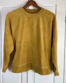 Aerie‎ Soft Velour Sweatshirt Women XS Mustard Yellow Oversized Cozy Top Comfy