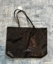 NWT! Macy's Black Micro Sequin Sparkle Front Tote Bag