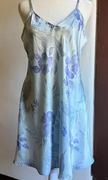 AUGUST SILK | Blue and Purple Silk FLoral Chemise Nightgown Slip dress | Large