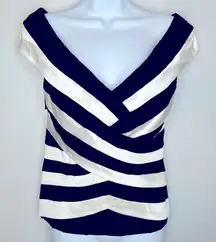 Tadashi‎ Collection Off The Shoulder Silk Black & White Layered Top Size 6