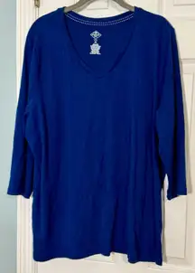 St. John’s Bay Navy Blue 3/4 Sleeve V-neck Tee, 2X