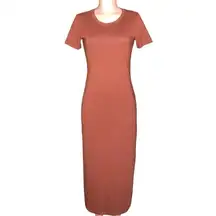 Theory Cherryal Modal Jersey Short Sleeve Maxi Shirtdress Clay Large