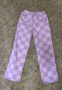 Purple Checkered Jeans