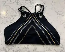 Seafolly Black Gold Silver Racerback Bikini Top Size 14