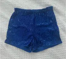 blue sparkly sequin shorts