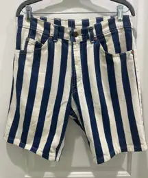 Vintage Levi Denim Striped Long Shorts Orange Tab Sz 31