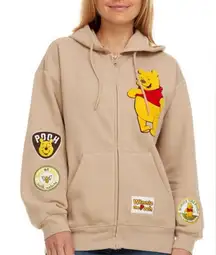 Disney Winnie the Pooh soft feel patches Hoodie zip up sweatshirt sweater top