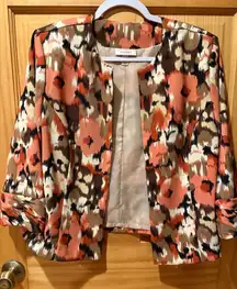 Dressbarn Open front Women's Abstract print Jacket 3/4 cuffed sleeves size L