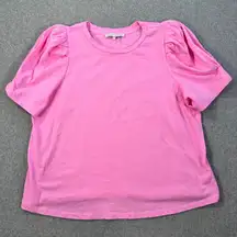 English Factory Puff Sleeve Tee Shirt Blouse Women's 2X Pink Crew Neck