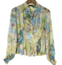 Violet & Claire Sheer Blouse Womens Small Watercolor Boho Cottagecore Fairy