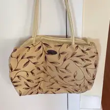 Blumarine velvet leaf  logo tote y2k bag purse vtg tan boho large casual fall