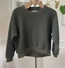 Everlane Renew Berber Fleece Crewneck Sweatshirt Moss Green L