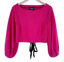 Anthropologie Maeve Corset Sweatshirt Balloon Sleeves in Raspberry Pink, Size XS