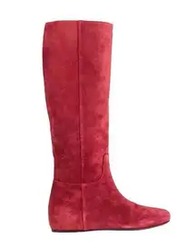 LONGCHAMP knee high Flat suede boots in color Red BRICK size 37