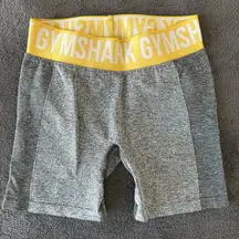 Gymshark Heather Gray Shorts with Yellow Waistband