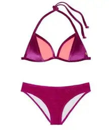 Victoria's Secret Victoria secret velvet two piece bikini in large nwt bottoms triangle padded top