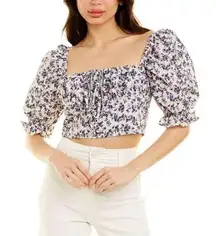 70/21 Off-Shoulder Floral Print Puff Sleeve Crop Top Size XS NEW