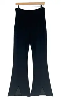 Wdirara Stretch Crepe Black Flared Cutout Hem Women's Side Zip Pants NWT Size M