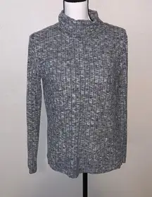 Cloud Chaser gray ribbed knit turtleneck sweater high low side slits