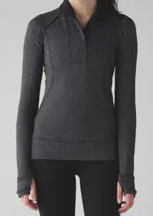 LULULEMON THINK FAST PULLOVER FITTED SWEATER SPACE DYE BLACK GRAY WOMENS 6