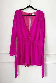 NWT Superdown Jocelyn Long Sleeve Romper in Bright Magenta sz XL