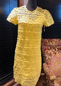 Juicy Couture Black Label Yellow Crochet Lace Dress Size 4