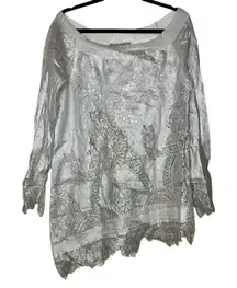 Ermanno Scervino silver metallic Lace Tunic size 46 US 10