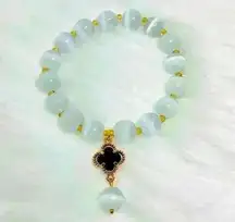 Elegant Moonstone Four-leaf Clover Bracelet