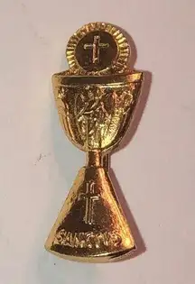 Vintage Gold Tone Sanctvs Catholic Religious Communion Pin