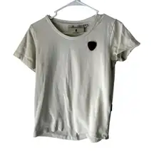 Wanakome Shirt Womens Small Short Sleeve Crewneck Casual Cotton Blend‎ Patch Tee