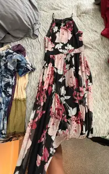 Enfocus Studio Floral Dress Pink Halter Lace 