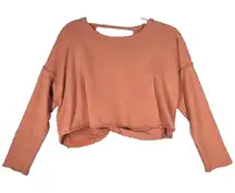 Aerie Shirt Womens XS Mauve Sweatshirt Cropped Open Back Lounge Cozy‎ Athleisure