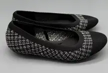 Croft & Barrow Womens Black White Knit Ballet Flats Comfort Slip On Shoes 6.5