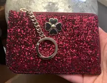 Authentic Kate Spade Glitter/Patent leather zip top card /keychain