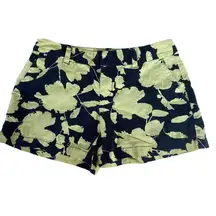 Loft size 0 womens chino style shorts yellow/navy floral print
