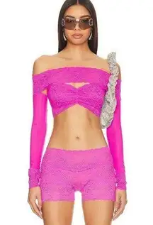 Poster Girl Davina Top in Harlot Pink XS-M New Womens Long Sleeve Cropped